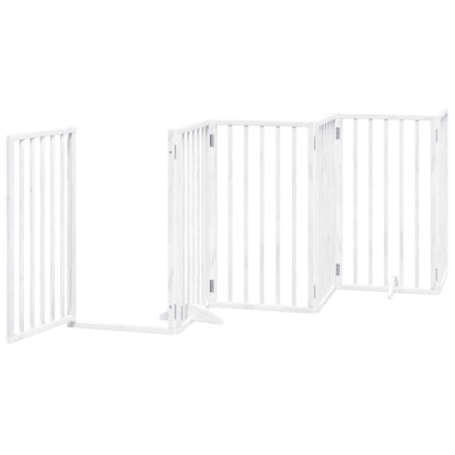 vidaXL Dog Gate with Door Foldable 15 Panels White 750 cm Poplar Wood 5