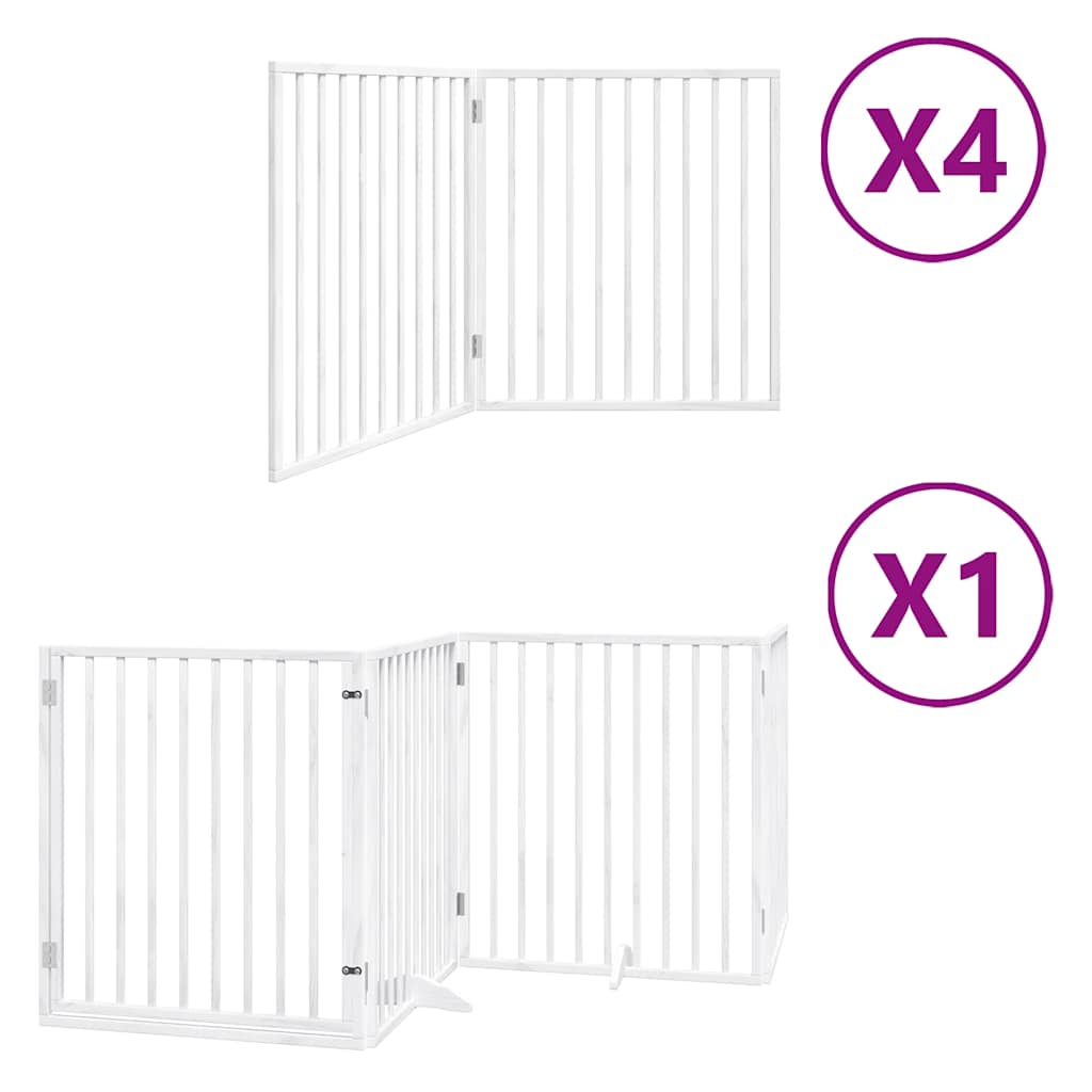 vidaXL Dog Gate with Door Foldable 12 Panels White 960 cm Poplar Wood 2