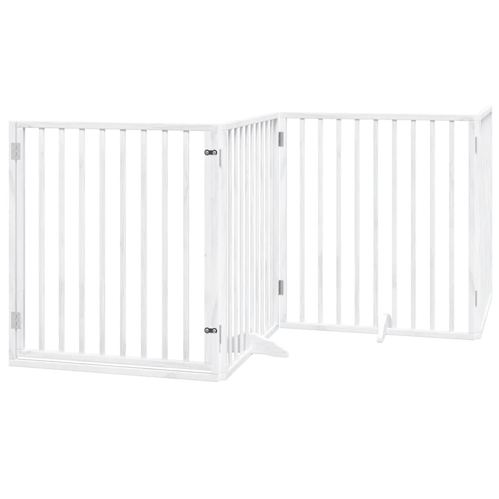 vidaXL Dog Gate with Door Foldable 12 Panels White 960 cm Poplar Wood 3
