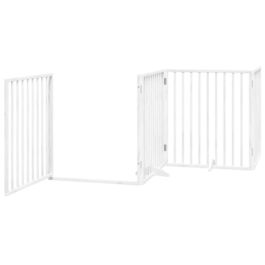 vidaXL Dog Gate with Door Foldable 12 Panels White 960 cm Poplar Wood 4