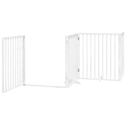 vidaXL Dog Gate with Door Foldable 12 Panels White 960 cm Poplar Wood 4