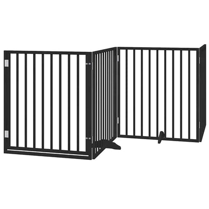 vidaXL Dog Gate with Door Foldable 12 Panels Black 960 cm Poplar Wood 3