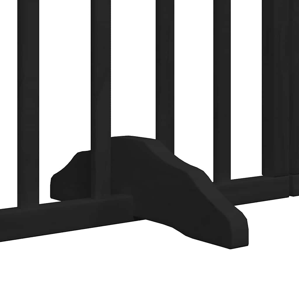 vidaXL Dog Gate with Door Foldable 12 Panels Black 960 cm Poplar Wood 6