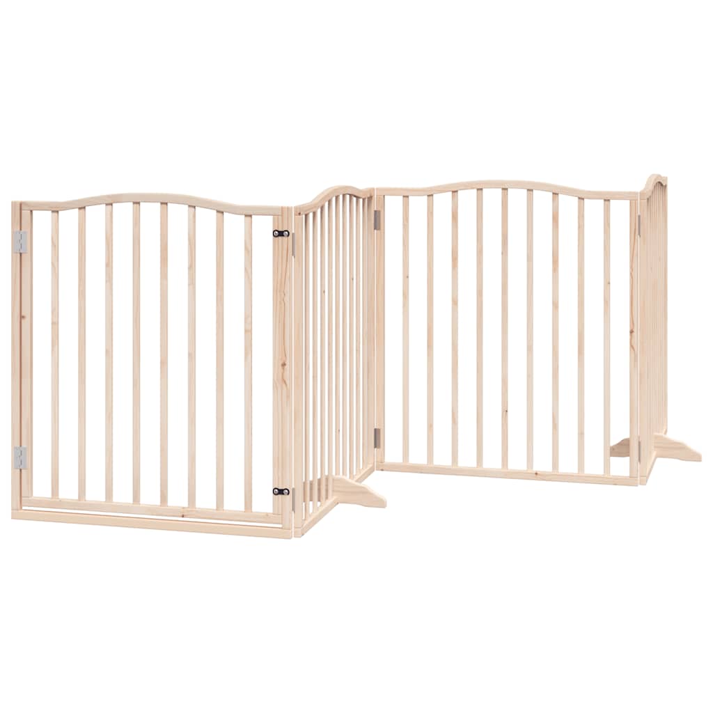 Dog Gate with Door Foldable Panels 480 cm Poplar Wood Width 80 cm Depth 90 cm Natural 12