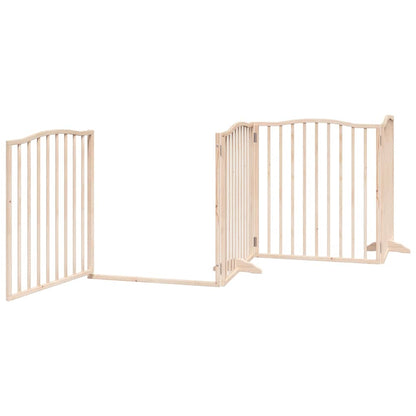 Dog Gate with Door Foldable Panels 480 cm Poplar Wood Width 80 cm Depth 90 cm Natural 12