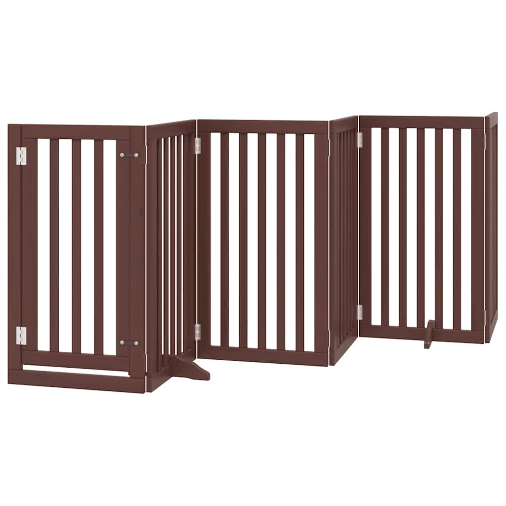 vidaXL Dog Gate with Door Foldable 15 Panels Brown 750 cm Poplar Wood 3
