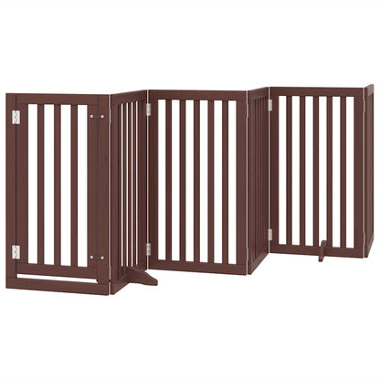 vidaXL Dog Gate with Door Foldable 15 Panels Brown 750 cm Poplar Wood 3