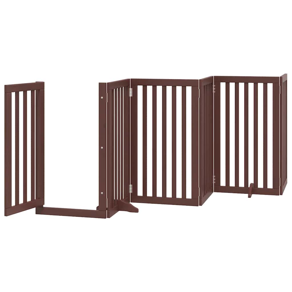 vidaXL Dog Gate with Door Foldable 15 Panels Brown 750 cm Poplar Wood 4