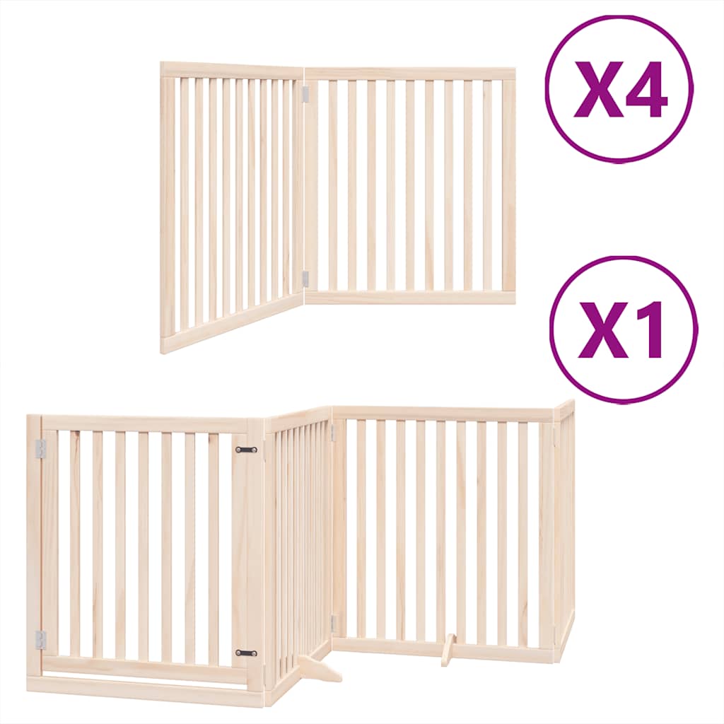 vidaXL Dog Gate with Door Foldable 12 Panels 960 cm Poplar Wood 2