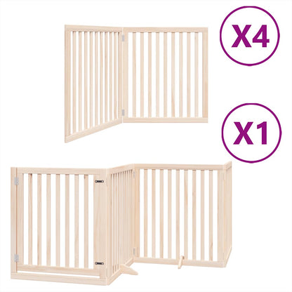 vidaXL Dog Gate with Door Foldable 12 Panels 960 cm Poplar Wood 2