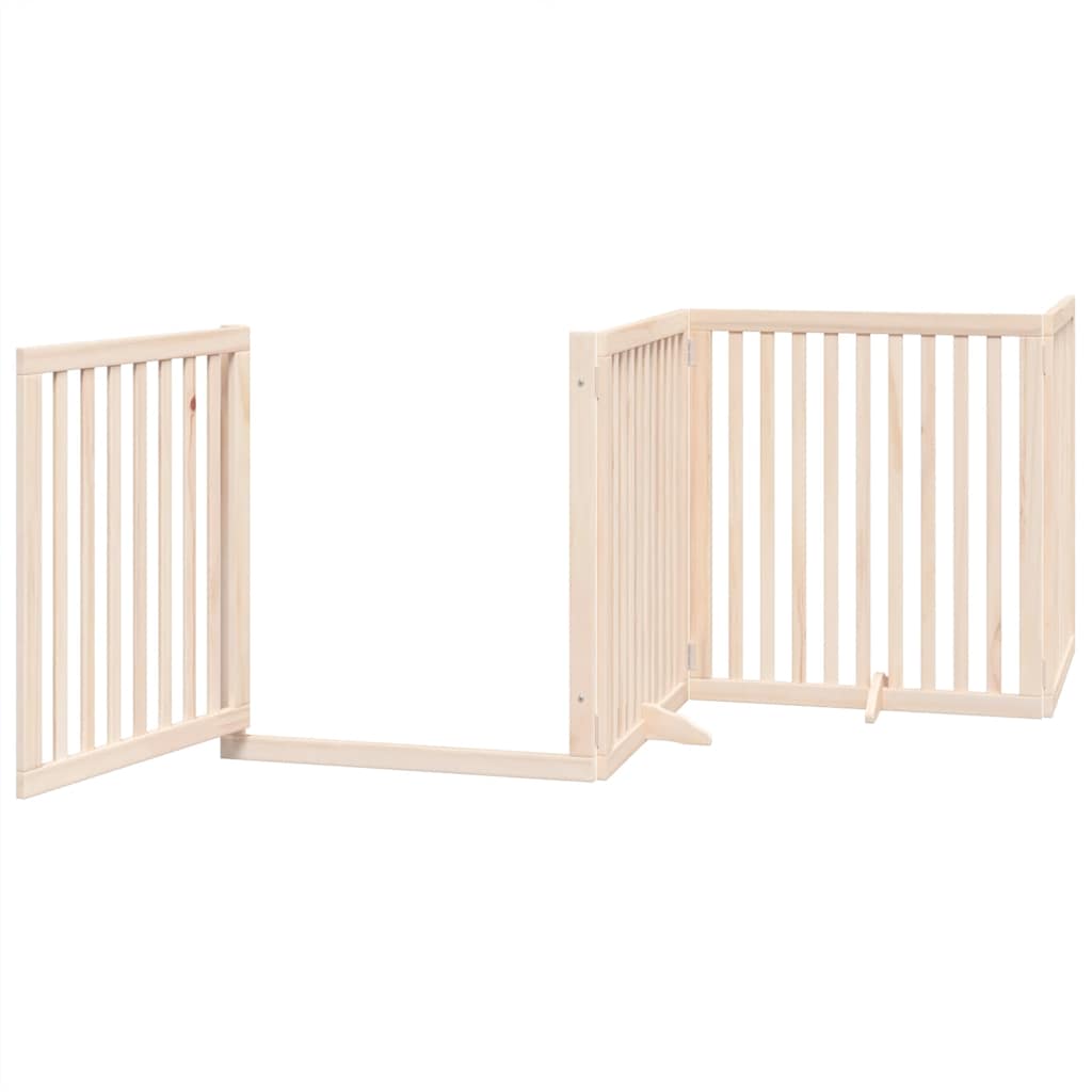 vidaXL Dog Gate with Door Foldable 12 Panels 960 cm Poplar Wood 4