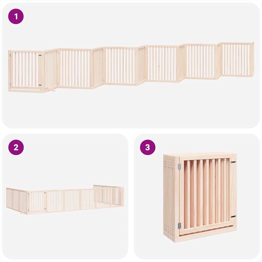 vidaXL Dog Gate with Door Foldable 12 Panels 960 cm Poplar Wood 5