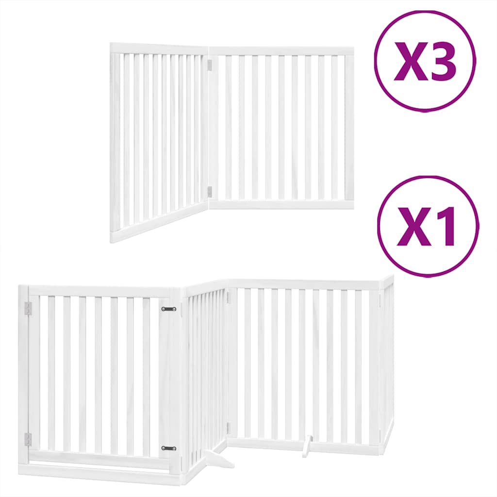 vidaXL Dog Gate with Door Foldable 10 Panels White 800 cm Poplar Wood 2
