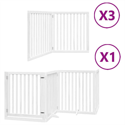 Dog Gate with Door Foldable Panels 480 cm Poplar Wood Width 80 cm Depth 90 cm White 10