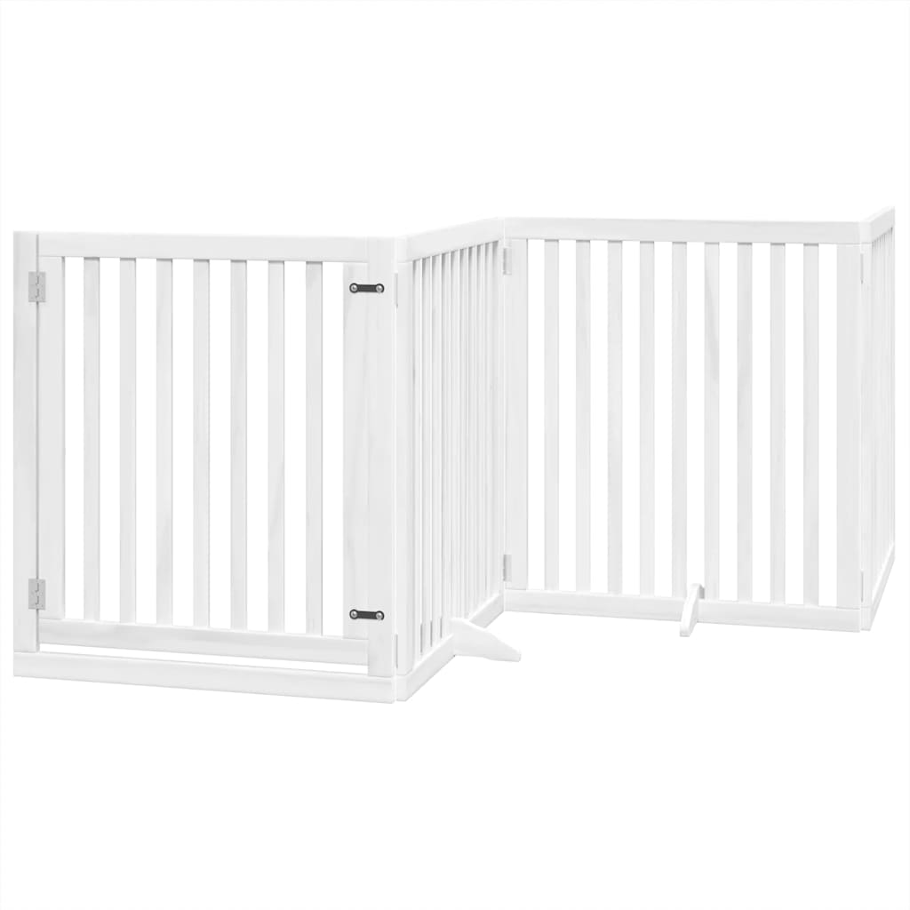 vidaXL Dog Gate with Door Foldable 10 Panels White 800 cm Poplar Wood 3