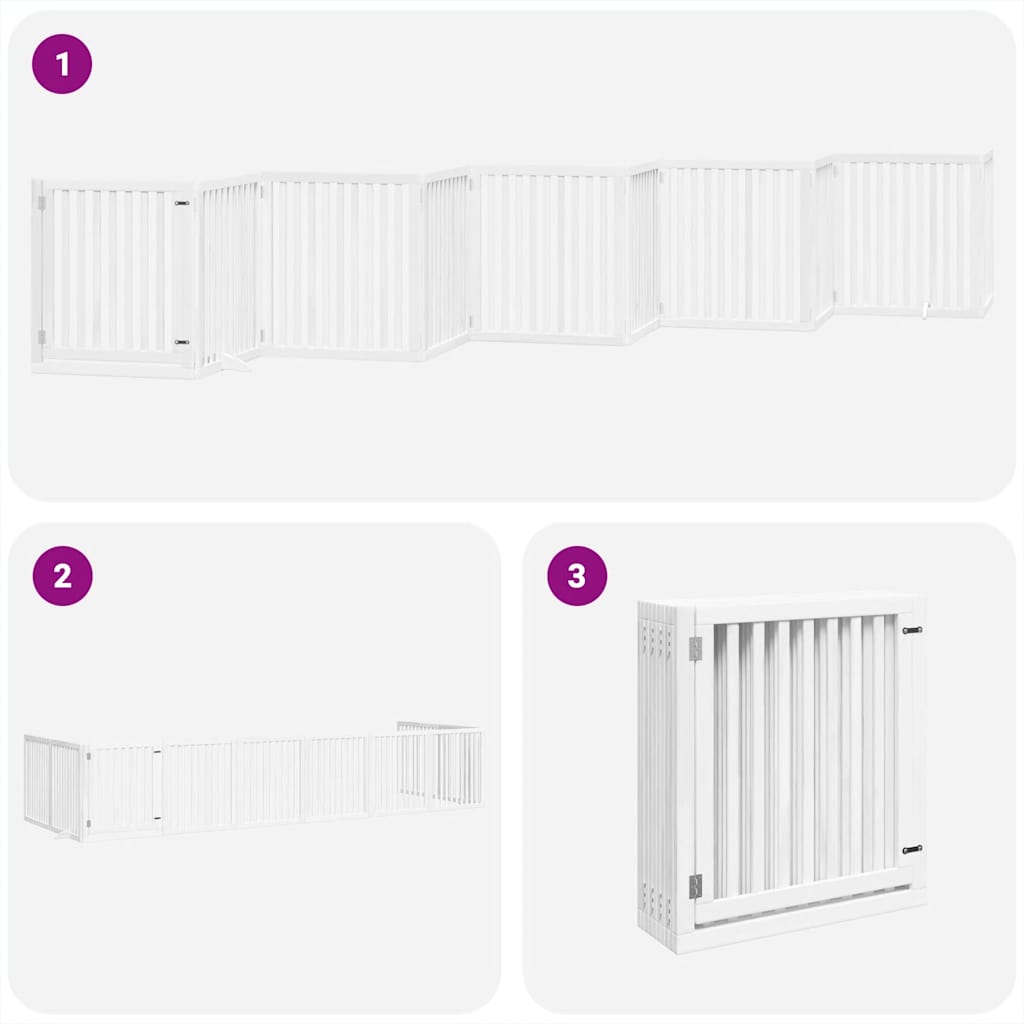 vidaXL Dog Gate with Door Foldable 10 Panels White 800 cm Poplar Wood 5
