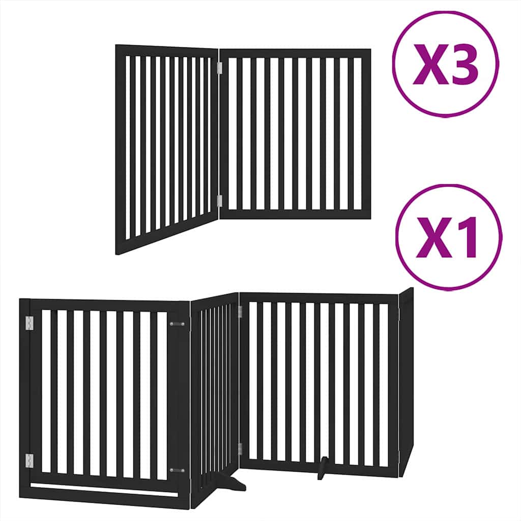 vidaXL Dog Gate with Door Foldable 10 Panels Black 800 cm Poplar Wood 2