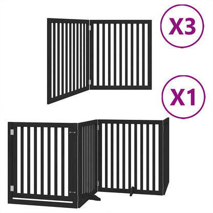 vidaXL Dog Gate with Door Foldable 10 Panels Black 800 cm Poplar Wood 2