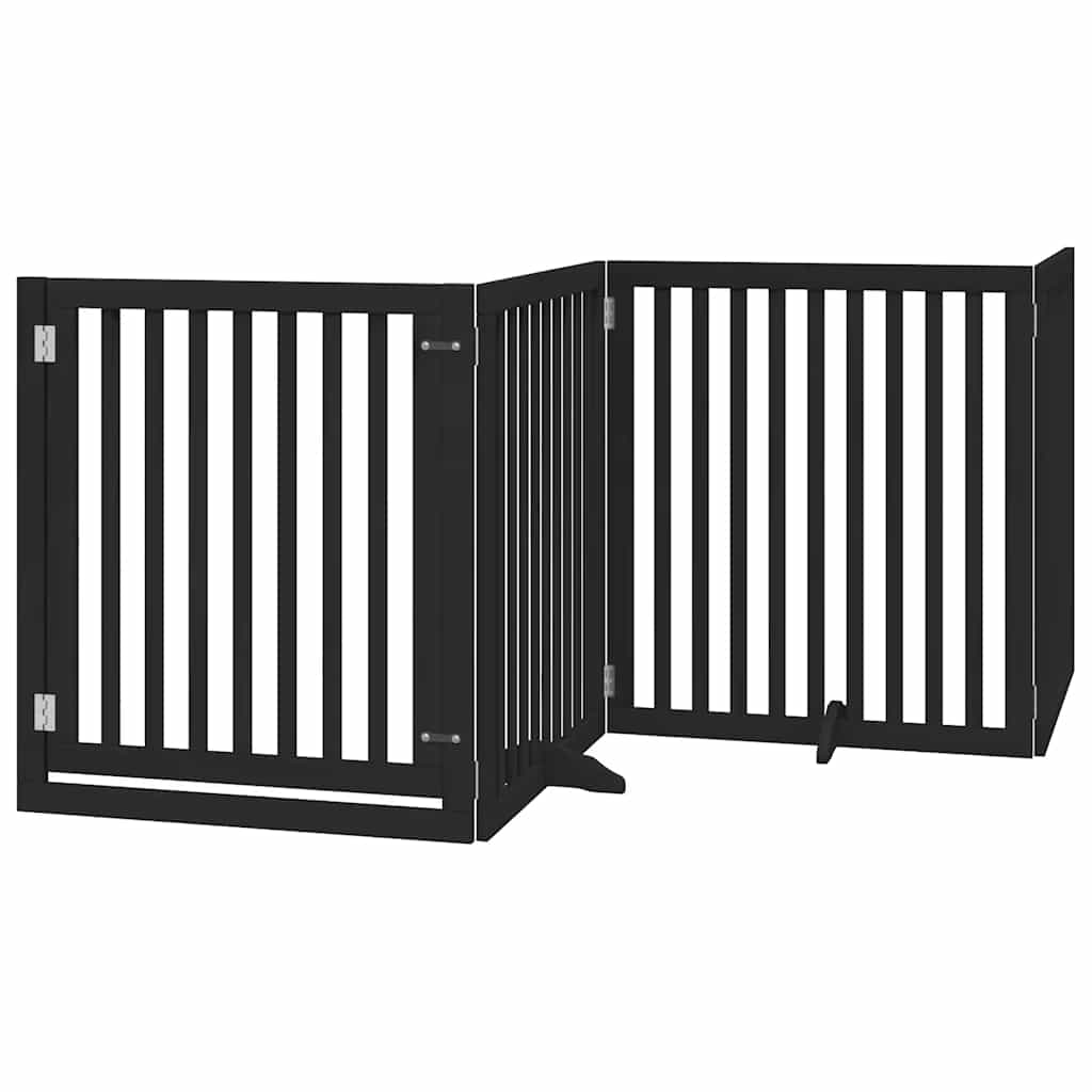vidaXL Dog Gate with Door Foldable 10 Panels Black 800 cm Poplar Wood 3