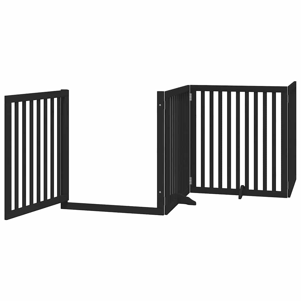 vidaXL Dog Gate with Door Foldable 10 Panels Black 800 cm Poplar Wood 4