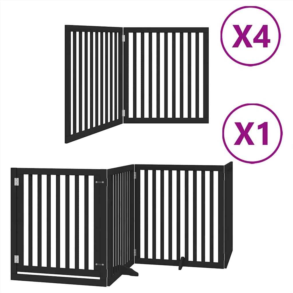 vidaXL Dog Gate with Door Foldable 12 Panels Black 960 cm Poplar Wood 2