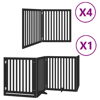 vidaXL Dog Gate with Door Foldable 12 Panels Black 960 cm Poplar Wood 2