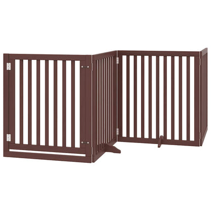vidaXL Dog Gate with Door Foldable 12 Panels Brown 960 cm Poplar Wood 3