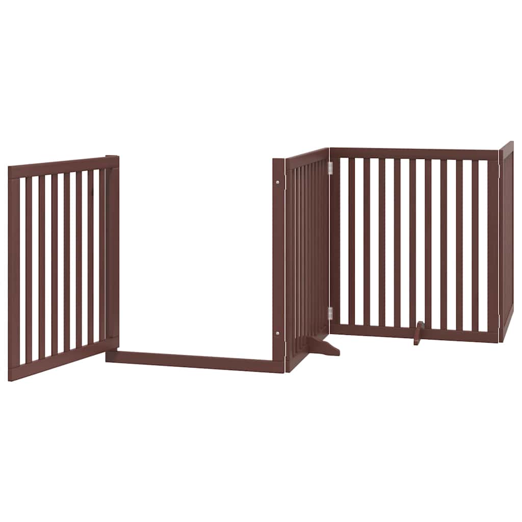 vidaXL Dog Gate with Door Foldable 12 Panels Brown 960 cm Poplar Wood 4