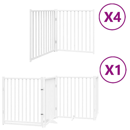 vidaXL Dog Gate with Door Foldable 12 Panels White 960 cm Poplar Wood 2