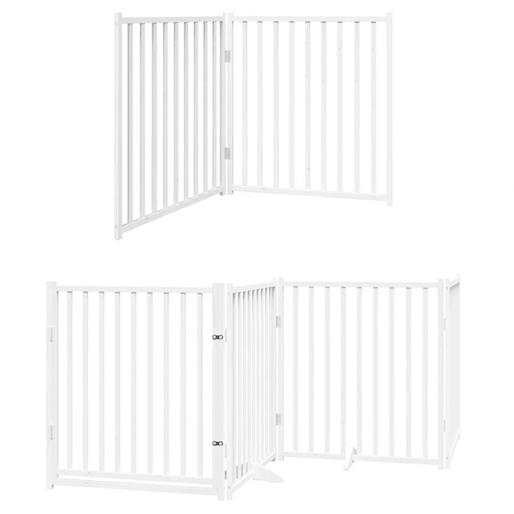 vidaXL Dog Gate with Door Foldable 12 Panels White 960 cm Poplar Wood 3