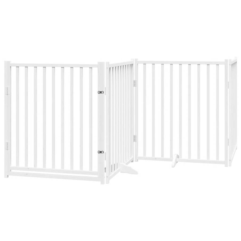 vidaXL Dog Gate with Door Foldable 12 Panels White 960 cm Poplar Wood 4