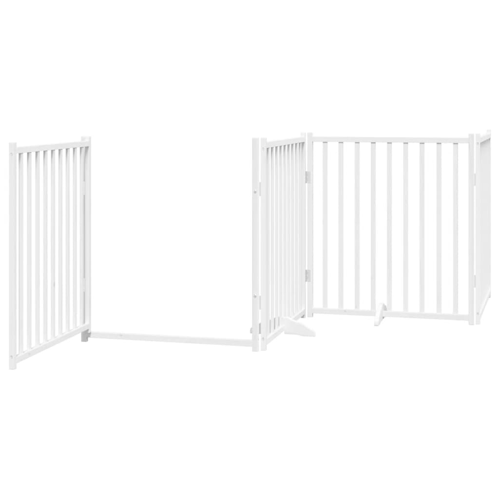 vidaXL Dog Gate with Door Foldable 12 Panels White 960 cm Poplar Wood 5