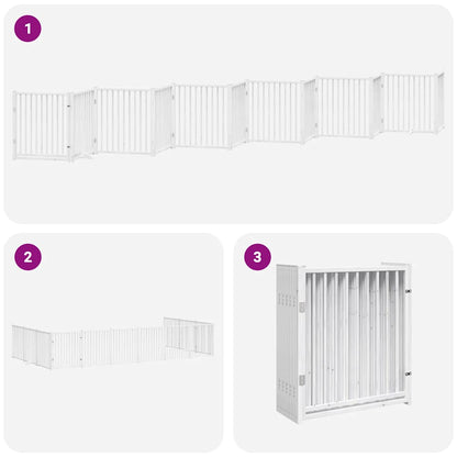 vidaXL Dog Gate with Door Foldable 12 Panels White 960 cm Poplar Wood 6