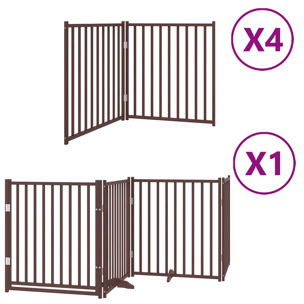 vidaXL Dog Gate with Door Foldable 12 Panels Brown 960 cm Poplar Wood 2