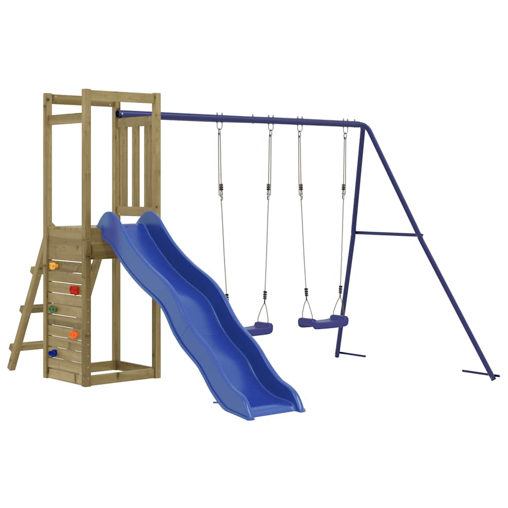 vidaXL Outdoor Playset | Brown | Solid pine wood, Polypropylene | Large 2