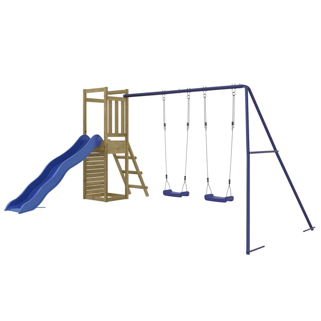 vidaXL Outdoor Playset | Brown | Solid pine wood, Polypropylene | Large 3