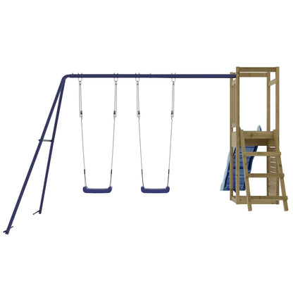 vidaXL Outdoor Playset | Brown | Solid pine wood, Polypropylene | Large 6