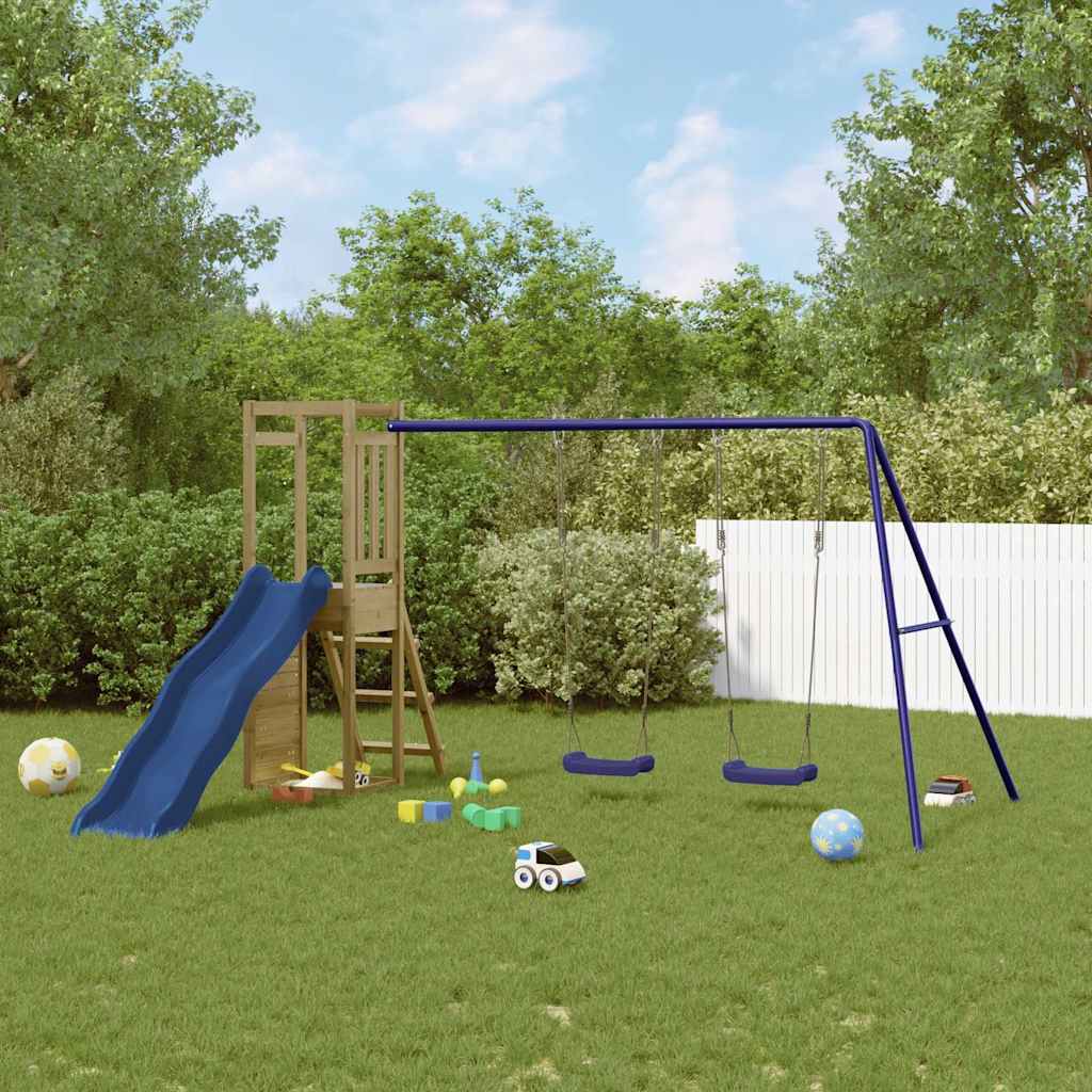vidaXL Outdoor Playset | Brown | Solid pine wood, Polypropylene | Large 1