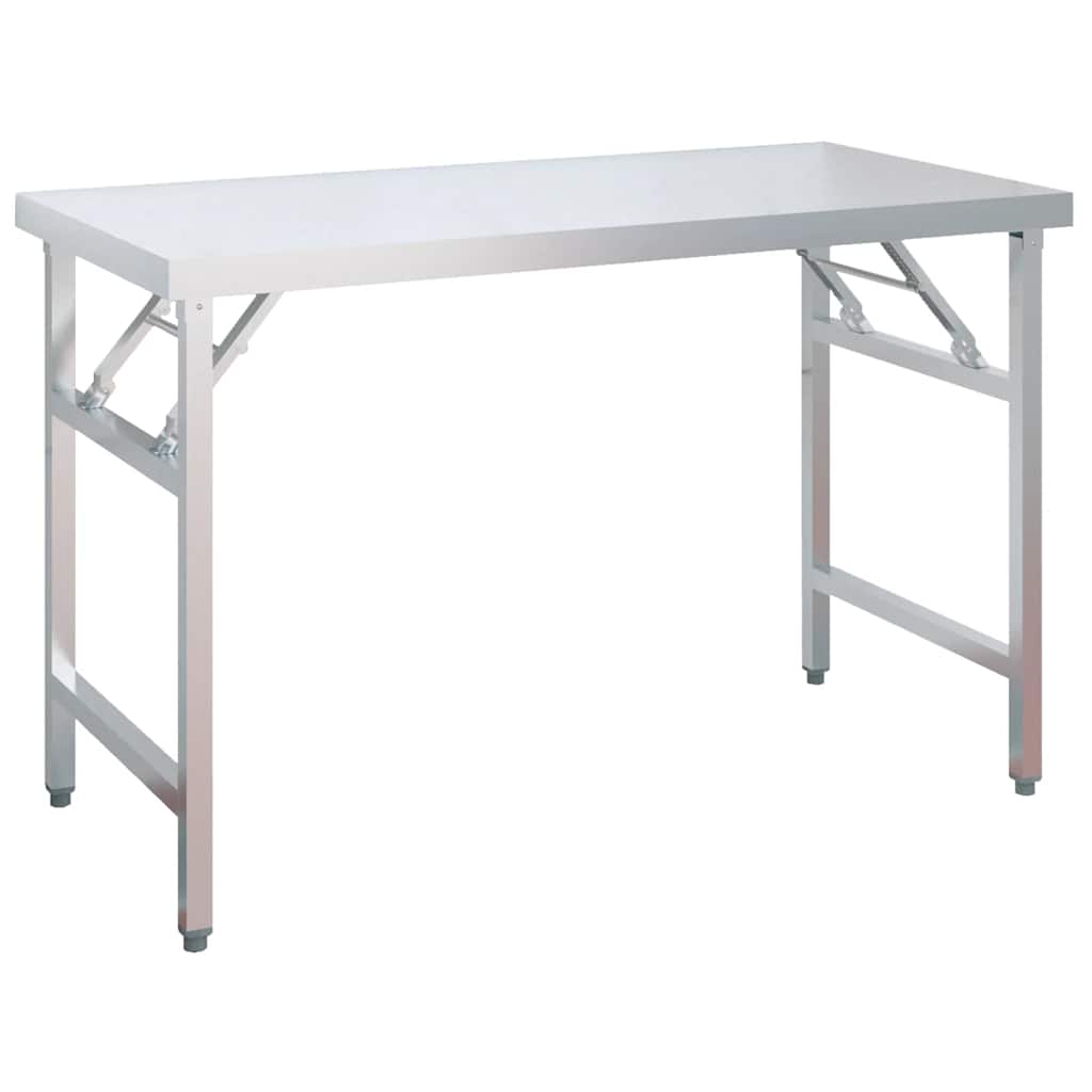 vidaXL Kitchen Work Table with Overshelf 120x60x115 cm Stainless Steel 4