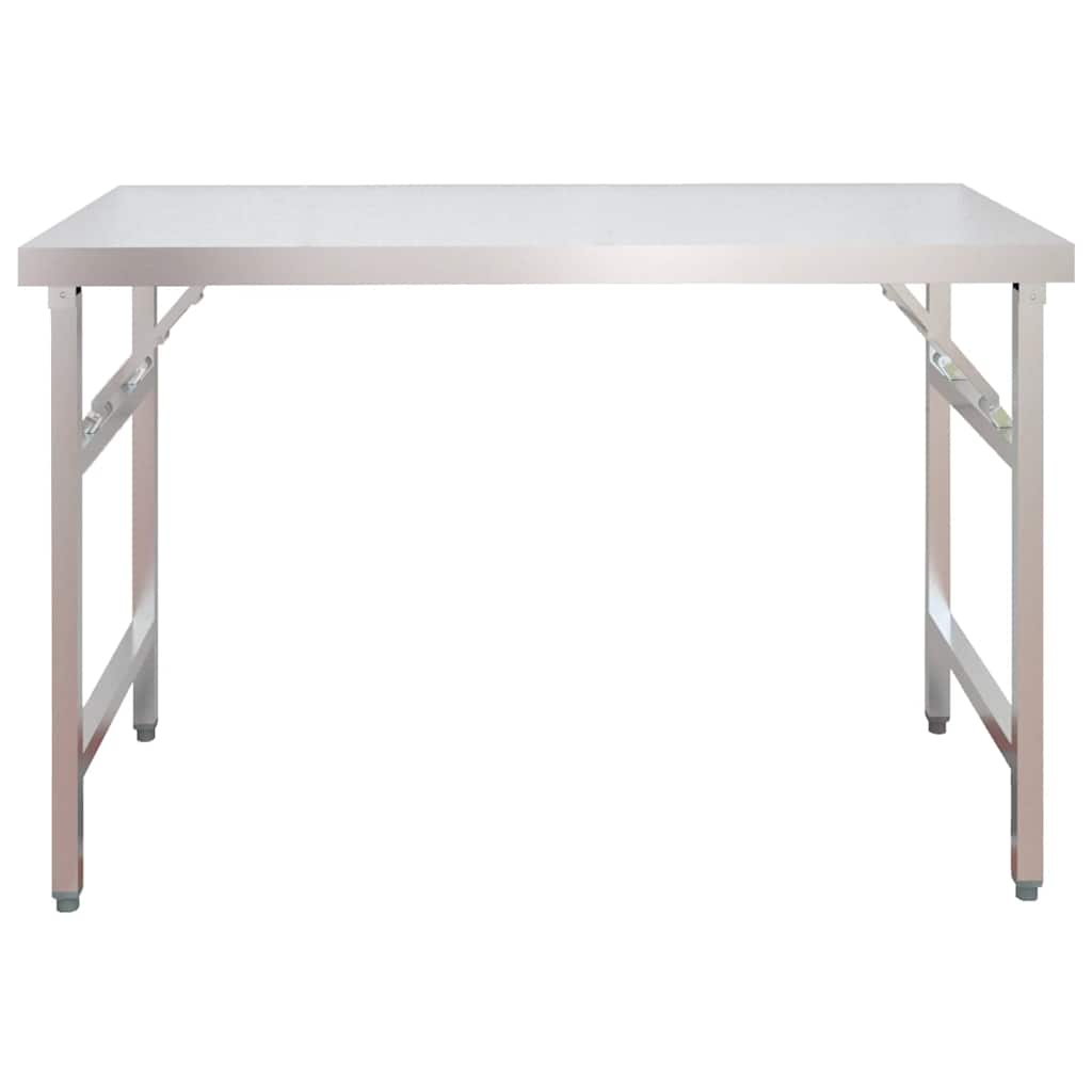 vidaXL Kitchen Work Table with Overshelf 120x60x115 cm Stainless Steel 5