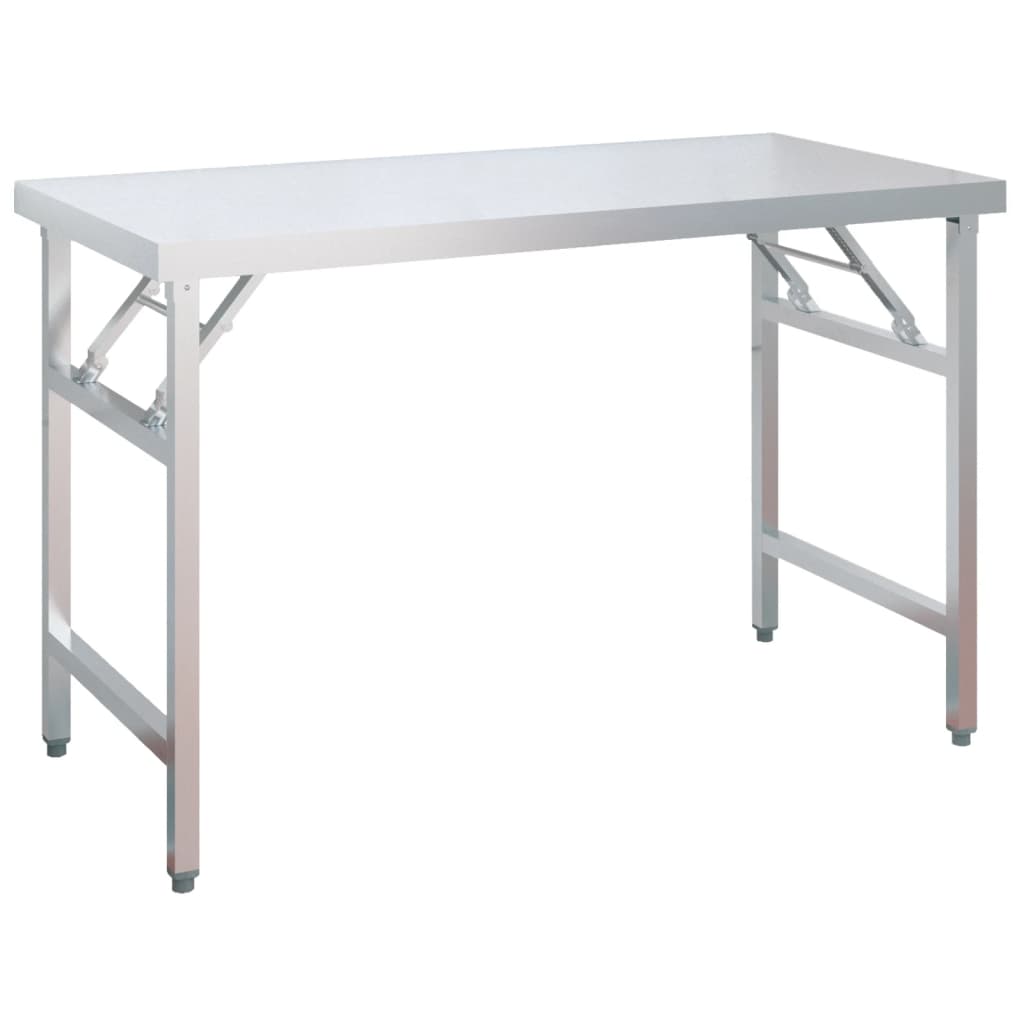 vidaXL Kitchen Work Table with Overshelf 120x60x145 cm Stainless Steel 4