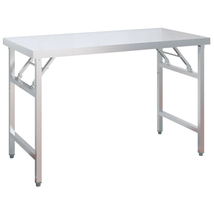 vidaXL Kitchen Work Table with Overshelf 120x60x145 cm Stainless Steel 4