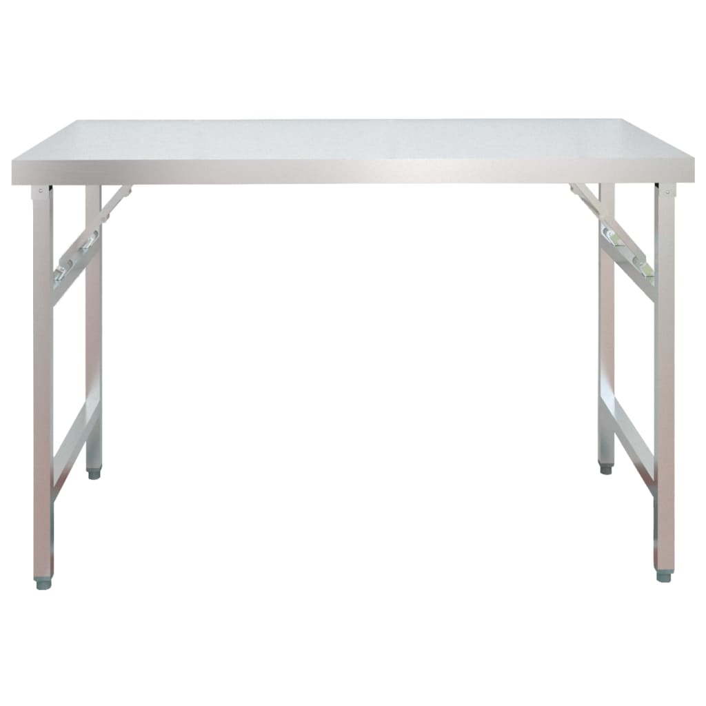 vidaXL Kitchen Work Table with Overshelf 120x60x145 cm Stainless Steel 5