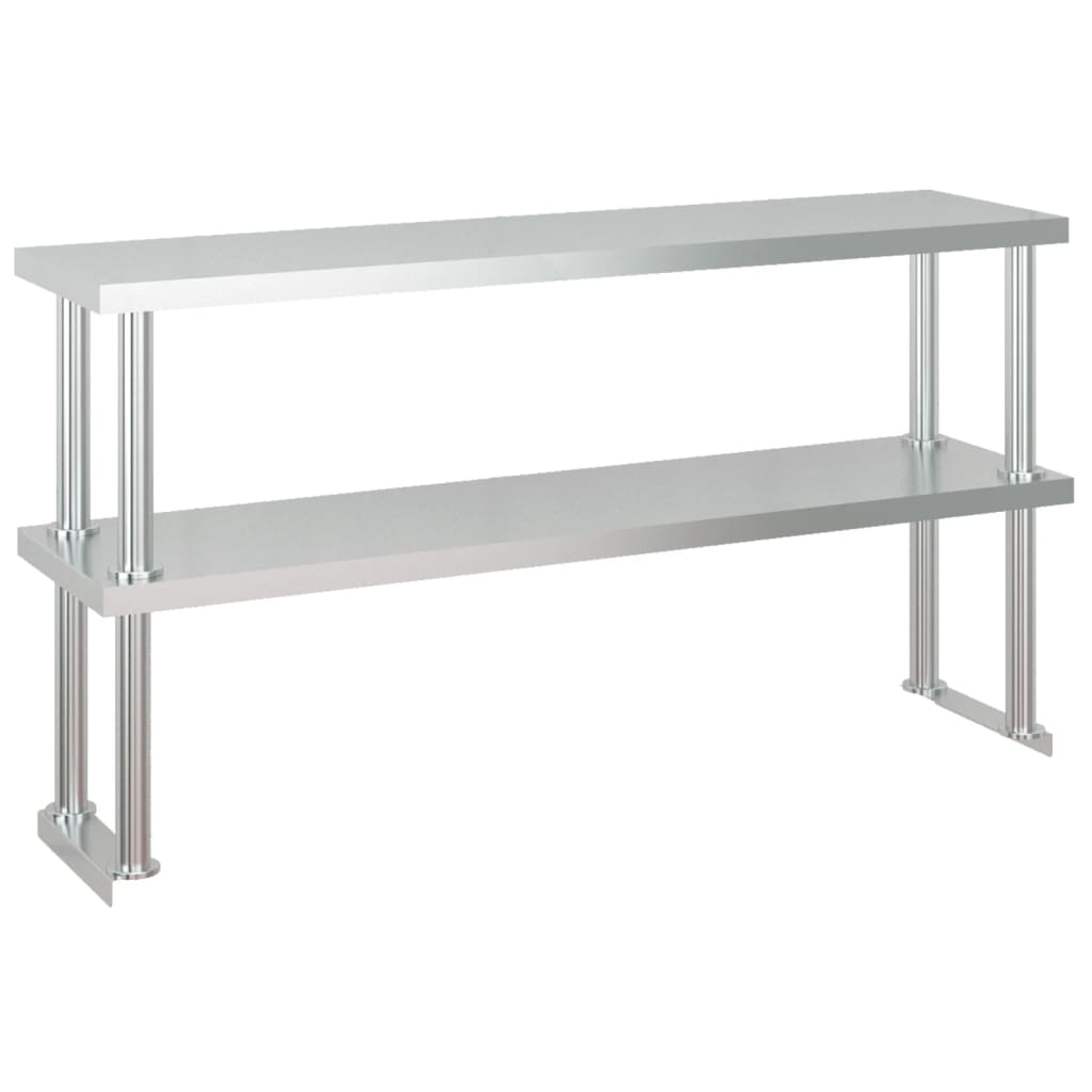 vidaXL Kitchen Work Table with Overshelf 120x60x145 cm Stainless Steel 6