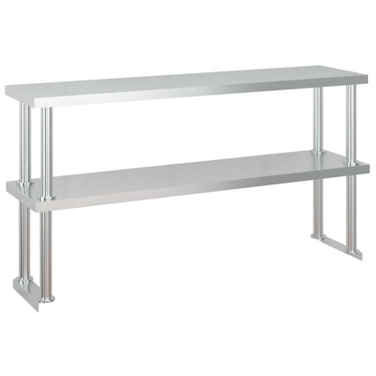 vidaXL Kitchen Work Table with Overshelf 120x60x145 cm Stainless Steel 6