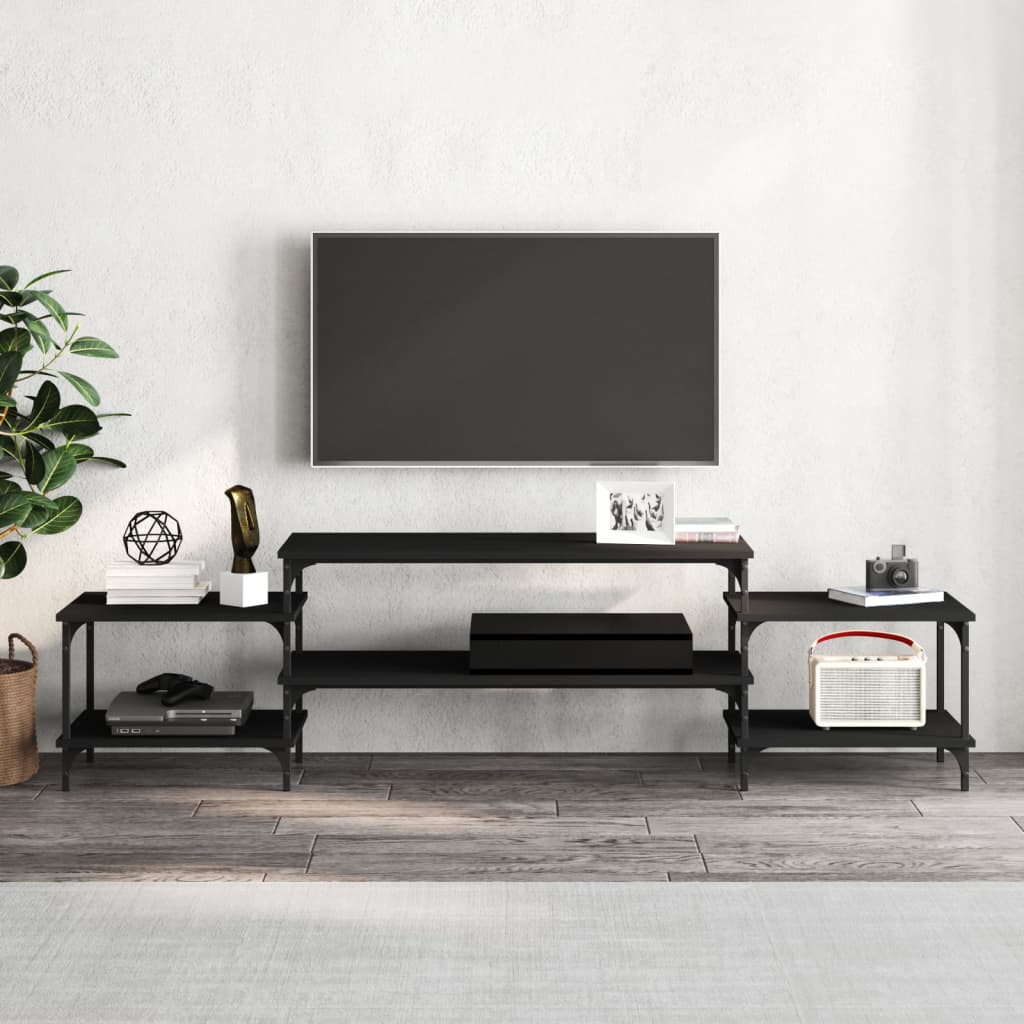 TV Cabinet 197x35x52 cm Engineered Wood Black