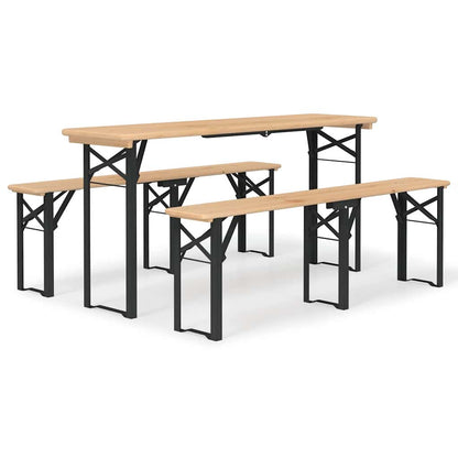 vidaXL 3 Piece Folding Beer Table Set Solid Wood Fir 2