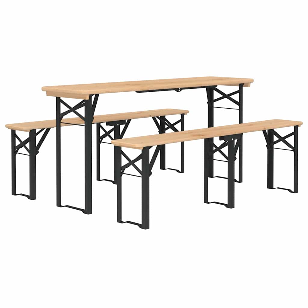 vidaXL 3 Piece Folding Beer Table Set Solid Wood Fir 3
