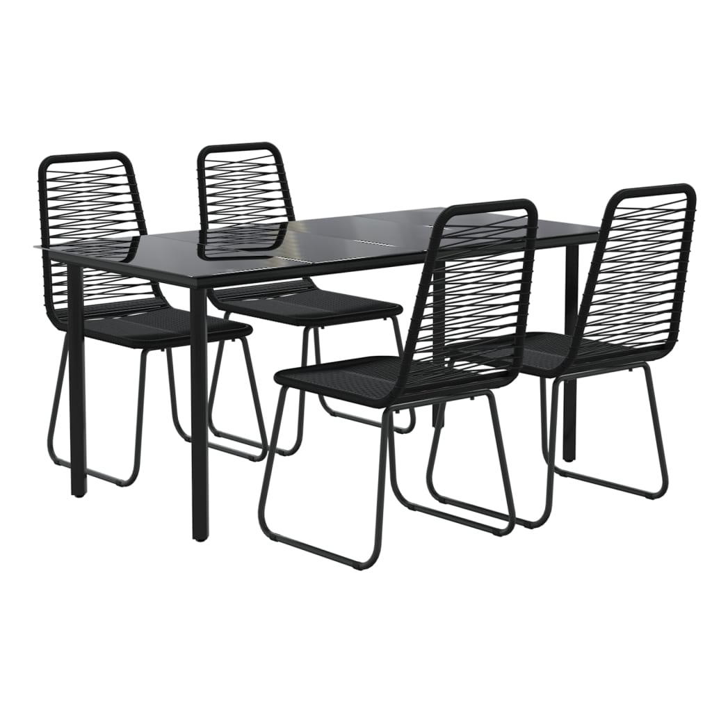 vidaXL 5 Piece Garden Dining Set Black 3