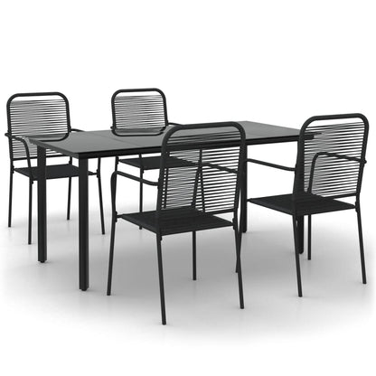 vidaXL 5 Piece Garden Dining Set Black Cotton Rope and Steel 2